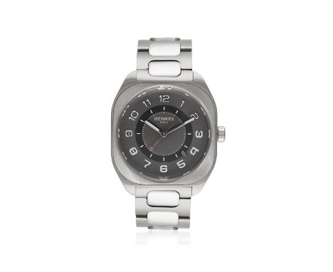 A TITANIUM AUTOMATIC 'H08' CALENDAR BRACELET WATCH, BY HERMÈSThe 28-jewel  Cal-H1837 automatic movement, circular black and g