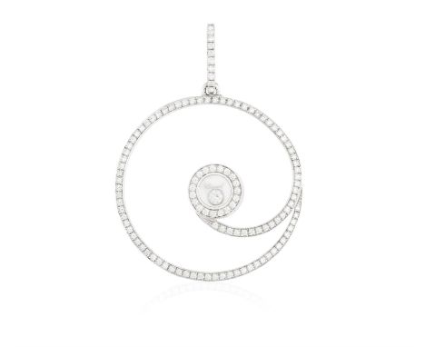 A DIAMOND 'HAPPY SPIRIT' PENDANT, BY CHOPARDThe openwork circular pendant, with central glazed compartment revealing a collet