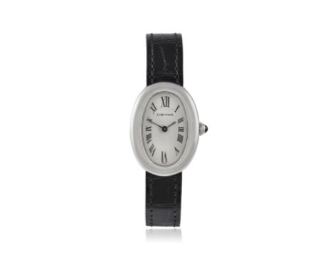 A LADY'S 18K GOLD 'BAIGNOIRE' WRISTWATCH, BY CARTIER4-jewel quartz movement, silvered dial with black Roman numerals, secret 