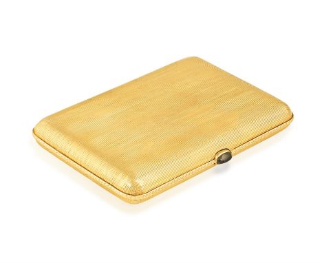 A RUSSIAN GOLD CIGARETTE CASE, BY ANDREI BRAGIN, ST. PETERSBURG, CIRCA 1910The rectangular case with rounded corners, reeded 