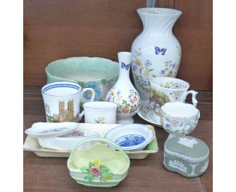 Decorative china including Wedgwood, Aynsley, Royal Doulton, Carlton Ware and Grays Pottery