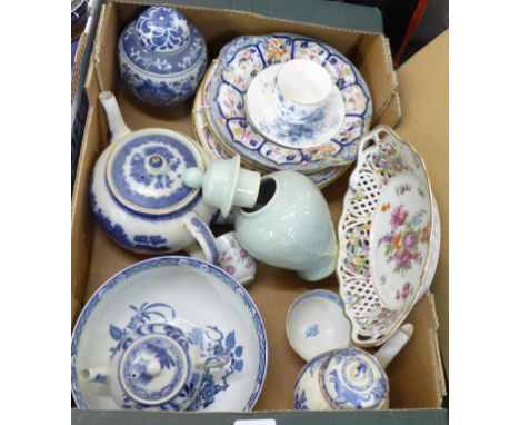 18th, 19th and 20th Century china, blue and white teapot, Flight, Barr and Barr Worcester plates, a/f, ginger jar, etc.