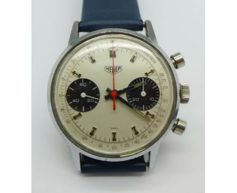 A Heuer chronograph wristwatch with panda dial