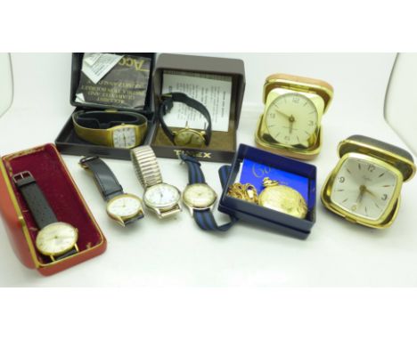 A collection of wristwatches, including Timex, Rotary and Accurist, some boxed