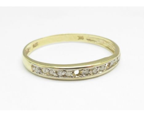 A 9ct gold and diamond ring, a/f, 0.8g, O