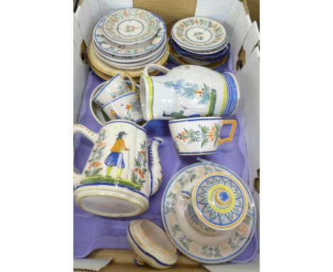 Henriot Quimper France pottery; teapot, jug, cups, saucers, plates, tea plates and other similar
