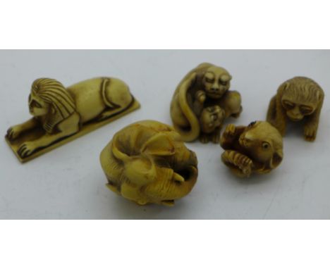 A Netsuke and four other figures