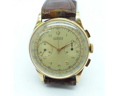 A Noblex 18ct gold chronograph wristwatch