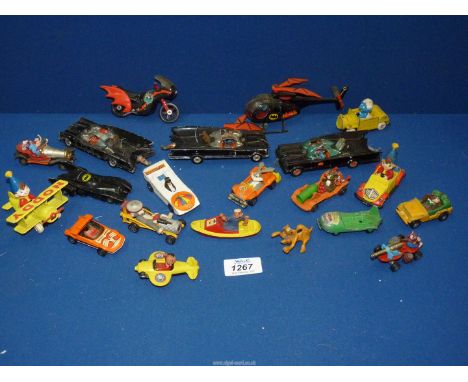 A quantity of model vehicles to include: Corgi Batman "Batmobile", "Penguin" plus a helicopter and motorbike, ERTL Noddy car 
