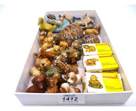 A quantity of Wade animals including three boxed Whimsies, Lion, Chimp and Hippo plus various unboxed Whimsies, Wade trinket 