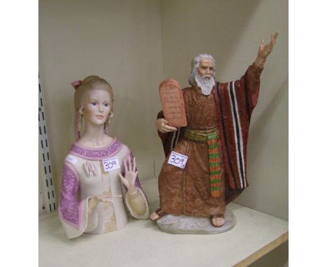 Large Goebel North American limited edition figure of Moses by Laszlo Ispanky together with a figure of a girl (damaged)