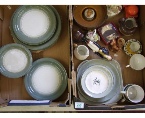 A collection of pottery including Royal Doulton stoneware jug, Aynsley Commerative ware, Miniature Spode cup & saucers,Carlto