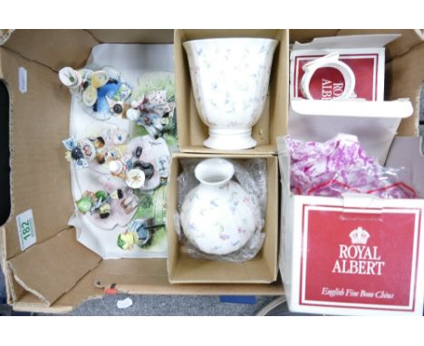 Royal Worcester items in the Forget Me Not design, Royal Albert items and clown figures