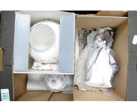 Royal Worcester figure Masquerade plus a Royal Worcester lidded urn (2)
