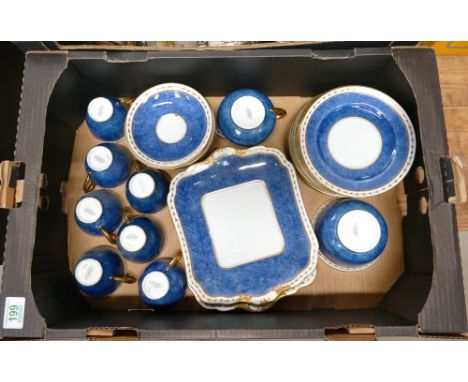 A collections of Birk Rawlins blue tea ware to include cups, saucers, side plates etc 
