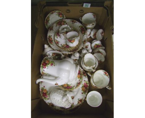 A collection of Rpyal Albert Old Country Roses china including large platter, large bowl, dinner plates, cups and saucers, co