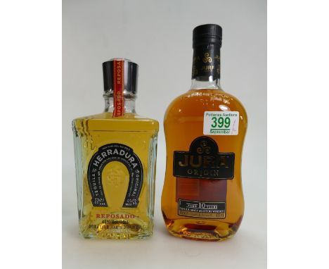 Jura Origin 10 year old single malt whisky 40% together with Herradura Tequila (2)