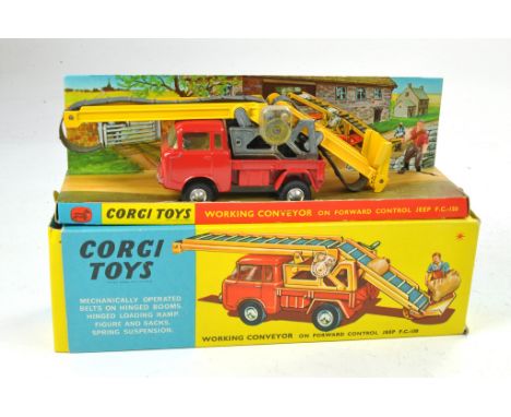 Corgi No. 64 Working Conveyor on Forward Control Jeep. Very good, some minor marks throughout, rubber track has broken in gen