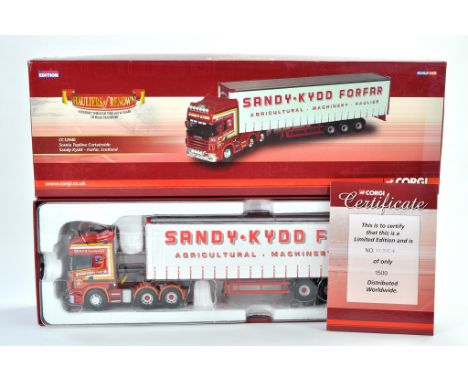 Corgi Diecast Model Truck issue comprising No. CC12940 Scania Topline Curtainside in the livery of Sandy Kydd. Appears very g