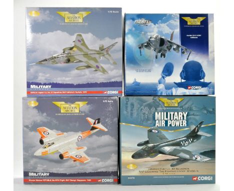 Corgi Diecast Model Aircraft comprising 4 boxed issues including 1/72 No. AA32704 Hawker Hunter, No. AA32401 Harrier, No. AA3