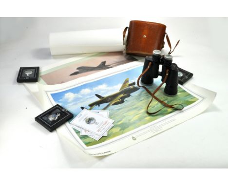 Model Aircraft Collection comprising various posters of aircraft, Atlas themed pocket watches plus pair of Zenith binoculars.