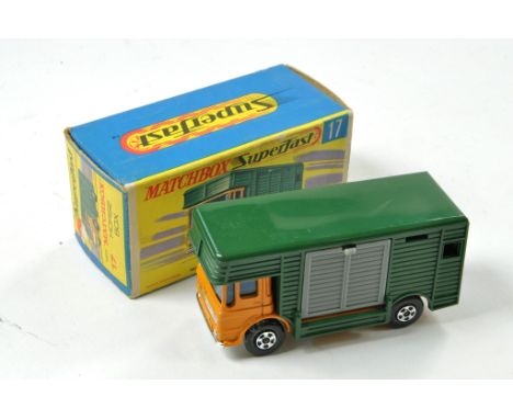 Matchbox Superfast No. 17A Horse Box. Mustard yellow and Chrome cab and base, green box and grey door. Appears excellent, in 