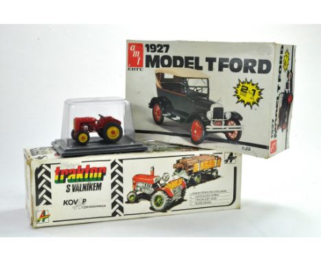 Kovap tinplate Tractor and Trailer set plus AMT Ertl 1/25 1927 Model T Ford Kit (complete and unstarted) plus 1/43 tractor is