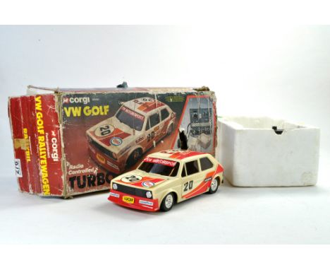 Corgi Radio Controlled VW Golf MK1. Signs of use and untested but appears complete, with tatty original box. 