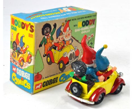 Corgi No. 801 Noddy's Car. Yellow, red, with Noddy, Big Ears and Dark Grey Face Golly. Excellent, only slight marks of wear i