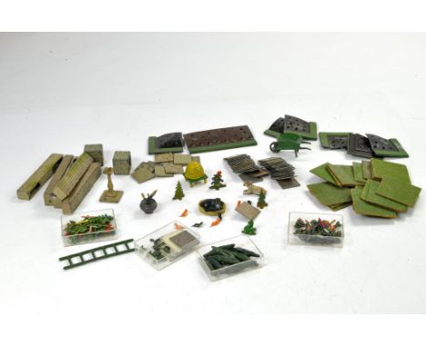 Britains Lead Miniature Garden including planters, paving, flowers, animals, sundial, bee hive plus J Hill and Co. wheelbarro