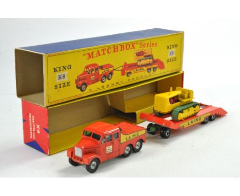 Matchbox Kingsize No. K8 Tractor and Transporter. Generally good (trailer) to excellent (rest), some overpainting in green on