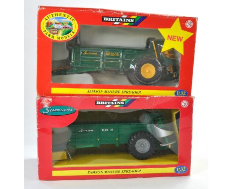 Britains 1/32 Farm / Toy Model comprising Samson Manure Spreader x 2, excellent, boxes with wear. 