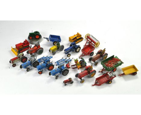Vintage Farm / Toy Group comprising various makers, Dinky, Corgi etc Tractor and Implements approx. 21 items. Ranging Fair to