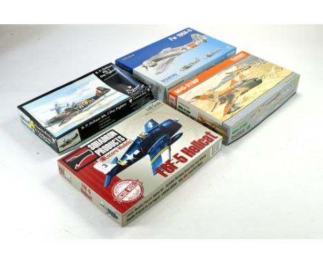 Classic Airframes BP Defiant plastic model aircraft kit plus Eduardo FW190 and Mig-21, plus Squadron Products F6F Hellcat. Ap