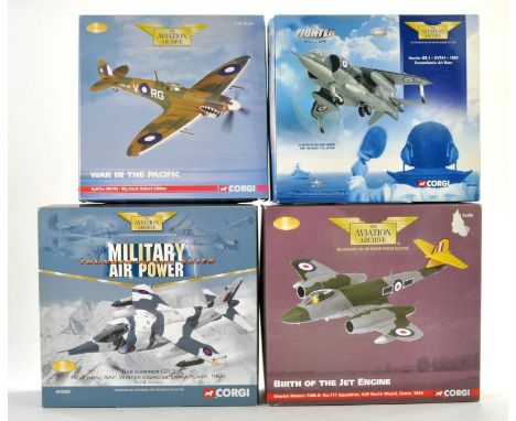 Corgi Diecast Model Aircraft comprising 4 boxed issues including 1/72 No. AA35010 Gloster Meteor, No. AA32407 Harrier, No. AA