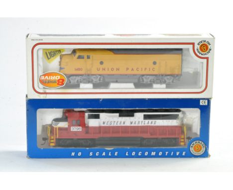 Model Railway comprising Bachmann 00 HO Gauge duo of American locomotives. Very good with some marks to packaging. 