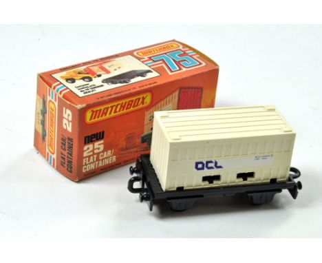 Matchbox Superfast No.25C Flat Car Container. Ivory / Black, OCL. Appears excellent, in excellent (L Type) box with New. 