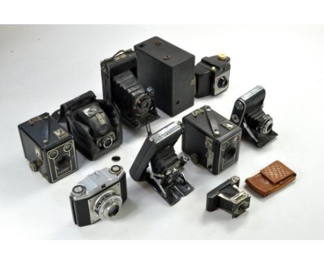 A collection of vintage Cameras / photography equipment comprising various items inc Ensign Ful Vue model 2, Kershaw Eight-20