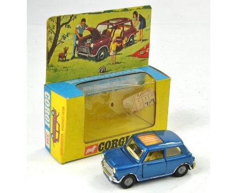 Corgi No. 334 Mini Magnifique. Metallic Blue with Off White Interior. Generally excellent, some marks to both rear wheel arch