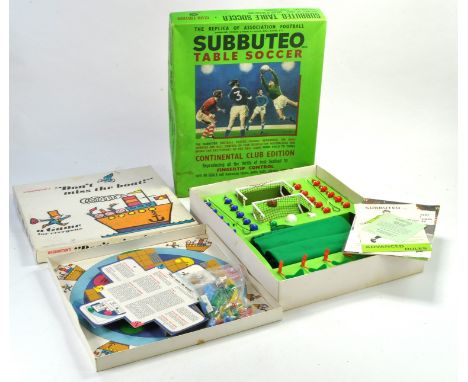 An excellent example of vintage Subbuteo Table Soccer, complete in well preserved box plus Don't Miss the Boat game. 