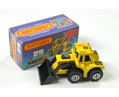 Matchbox Superfast No. 29C Tractor Shovel. Yellow body, black shovel, black engine and seat with black base. Appears excellen