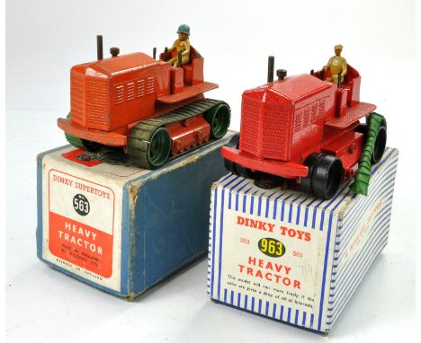 Dinky No. 563 and 963 Heavy Tractor, both with wear, moreover one has perished tracks and excellent body, the second, with we