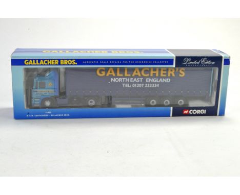 Corgi Diecast Truck issue comprising Gallachers MAN Curtainside. Excellent in box. 