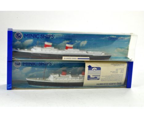 Duo of Hornby Minic Ships, SS United States plus Queen Elizabeth. Excellent, boxes fair. 