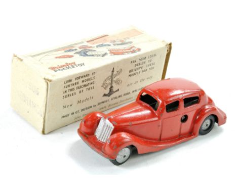 Brimtoy Pocketoy Clockwork Coupe in red. Minor marks, very good with box. 