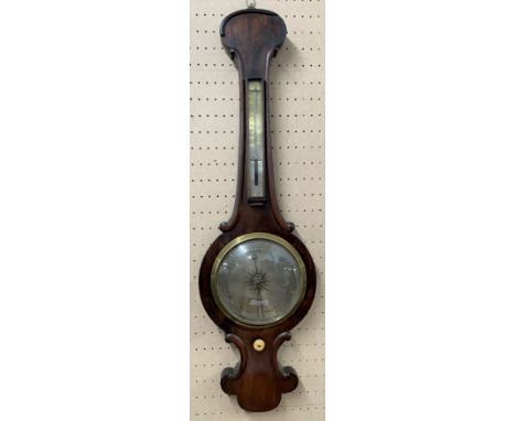 Victorian barometer in a rosewood case with silvered dial