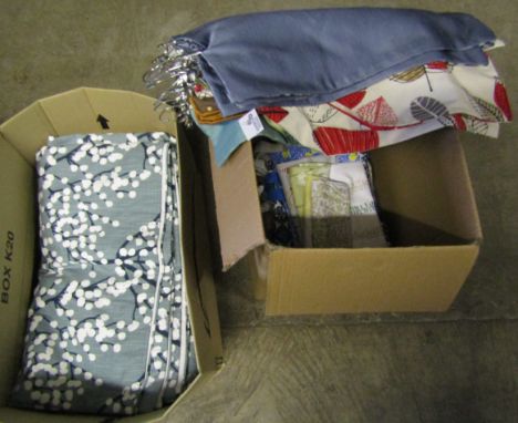 Collection of ready made cushion covers and bags, also a pencil pleat pair of extremely wide curtains (over 8ft wide)