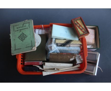 A COLLECTION OF VINTAGE PLAYING CARDS, WHIST AND BRIDGE RELATED ITEMS, ETC