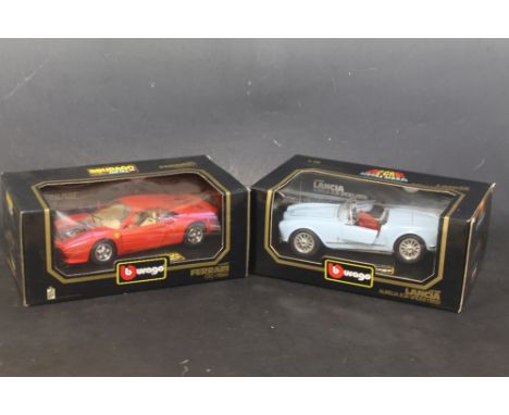 A COLLECTION OF THIRTEEN BOXED 1/18TH SCALE DIECAST VEHICLES BY BURAGO AND MAISTO 