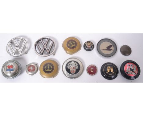 CAR BADGES: A collection of assorted vintage classic car steering wheel centres / badges to include Bedford, Volkswagen, and 